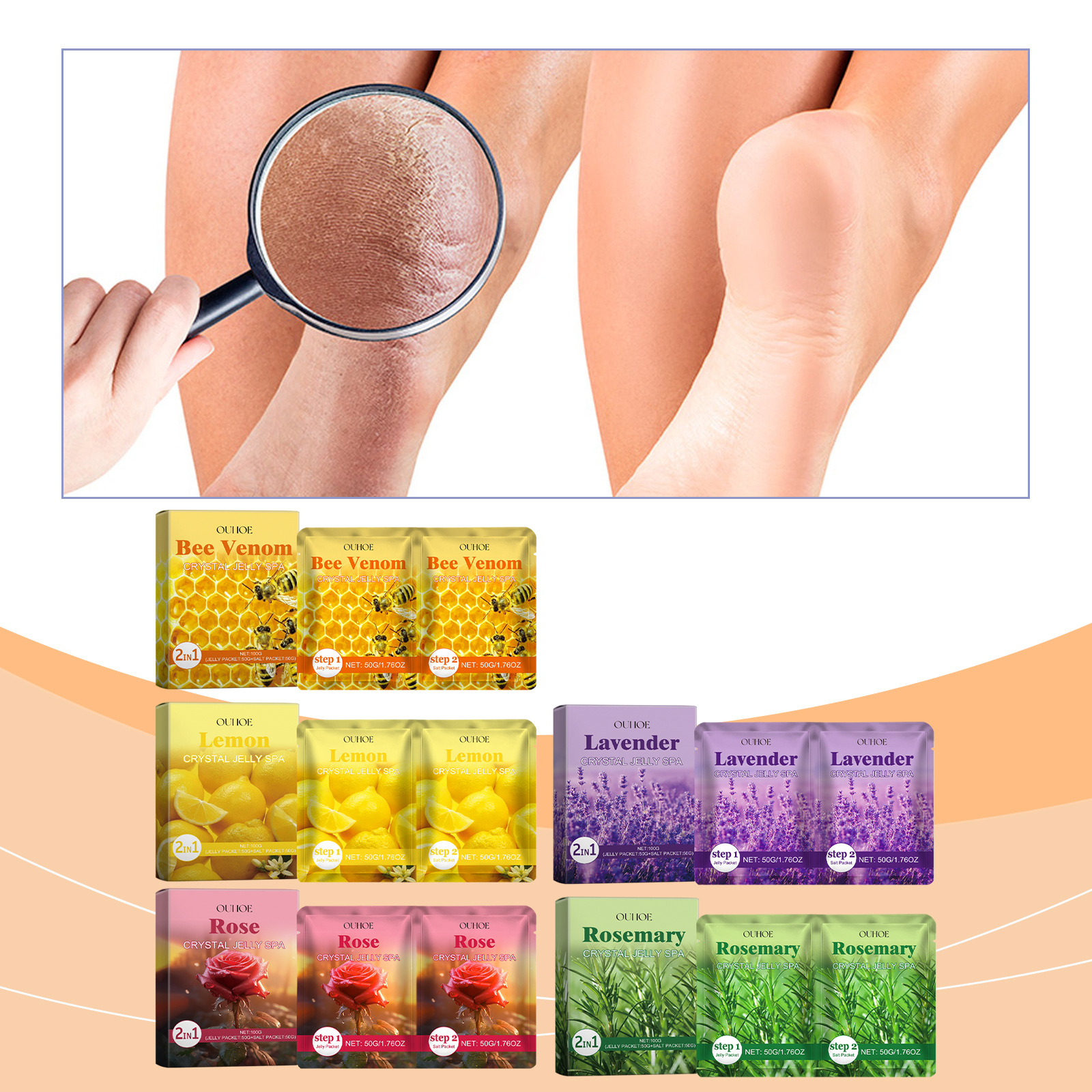 Serija Foot Crystal Mud, čiščenje stopal, vlaženje in pomlajevanje kože, zaščita stopal in namakanje stopal_voghion.com