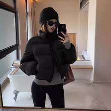 肯豆风穿搭黑色立领羽绒棉服女冬季加厚夹袄外套小个子短款派克服