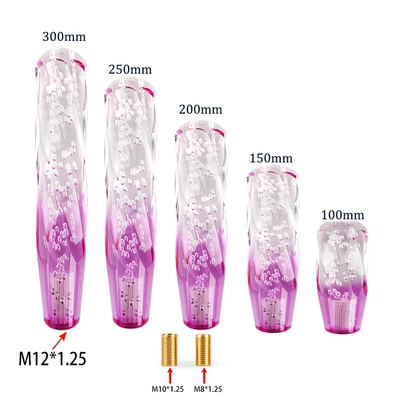 Car crystal gear head acrylic transparent colorful twisted gear head two-color spiral automatic manual long wave stick (Cab and accessories) - transparent-purple-10cm
