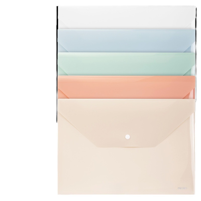 Bolsa de documentos Deli A4 Bolsa de almacenamiento de papel de prueba de hebilla gruesa de color Bolsa de datos de archivo de estudiante Clasificación de suministros de oficina