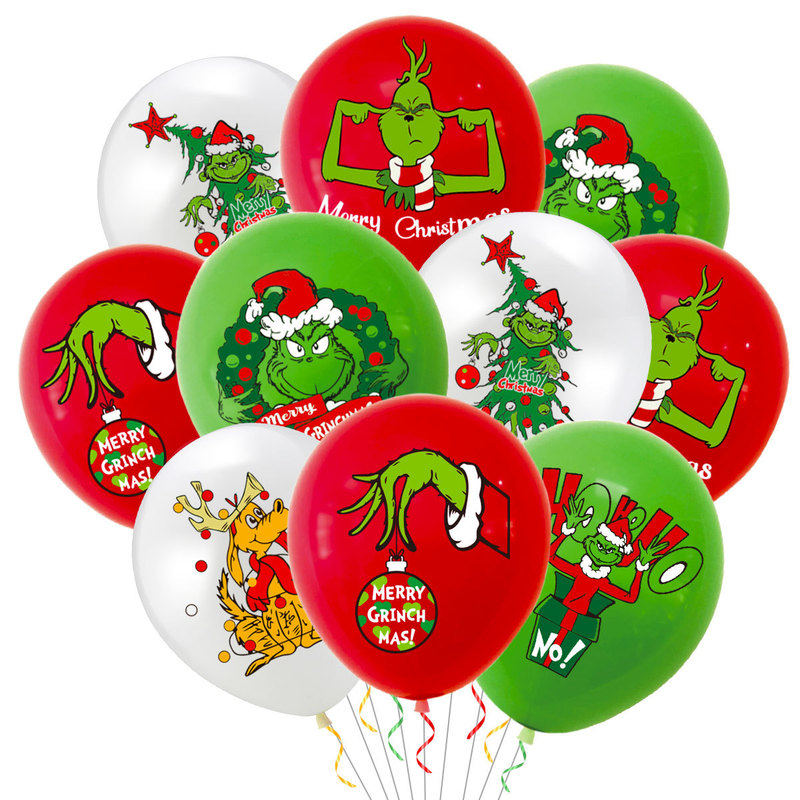 格林奇圣诞节派对装饰气球 圣诞怪杰MerryGrinchmas气球布置用品|undefined