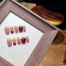 穿戴甲30片整条T163/S305香风萝莉短梯红丝绒蝴蝶结可爱少女新年