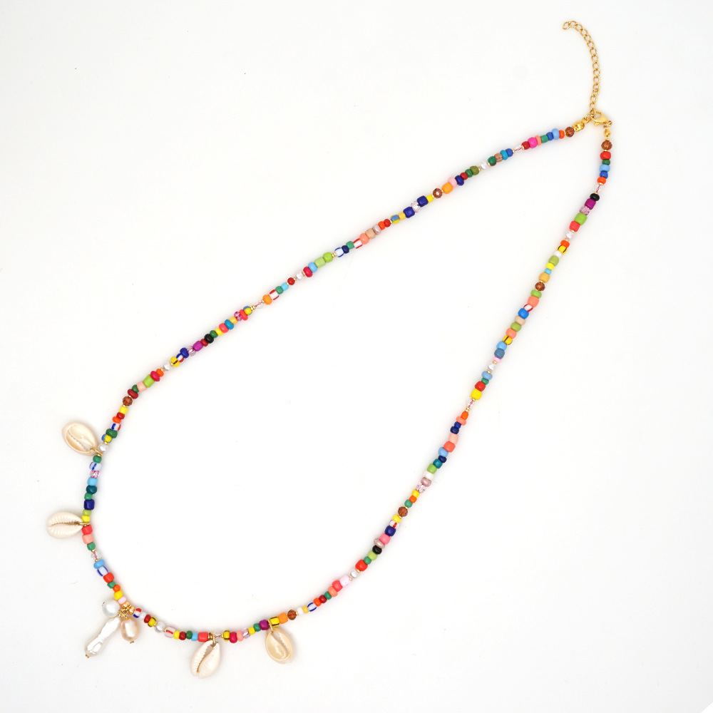 bohemian simple rainbow rice beads natural freshwater pearl necklacepicture5