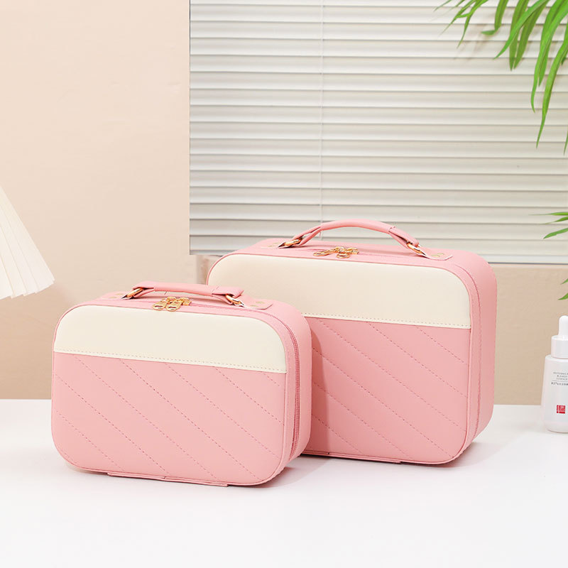 Fábrica personalizada de alta apariencia ins caja cosmética bolsa de almacenamiento de cosméticos de gran capacidad PU caja portátil de cuero impermeable