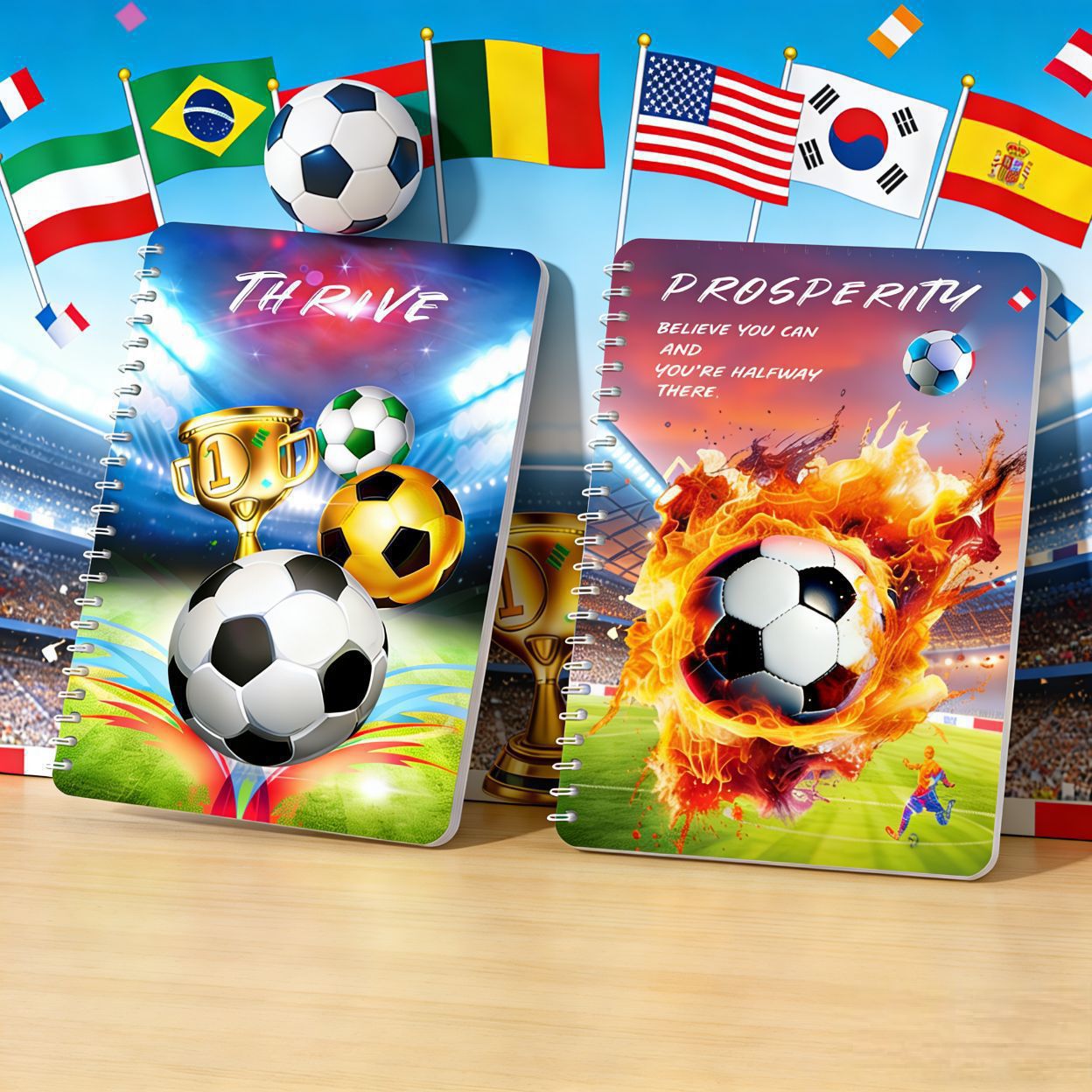 Copa del Mundo a5 bobina cuaderno de fútbol cuaderno de alto valor estadunidense, Canadá, India periferia papelería premios estudiantes al por mayor