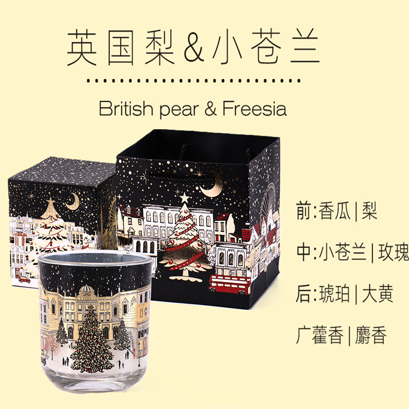 クリスマスの香り付きキャンドル ロンドンの街並み シャーピン風香り付きキャンドル 光る電子キャンドル クリスマスキャンドル