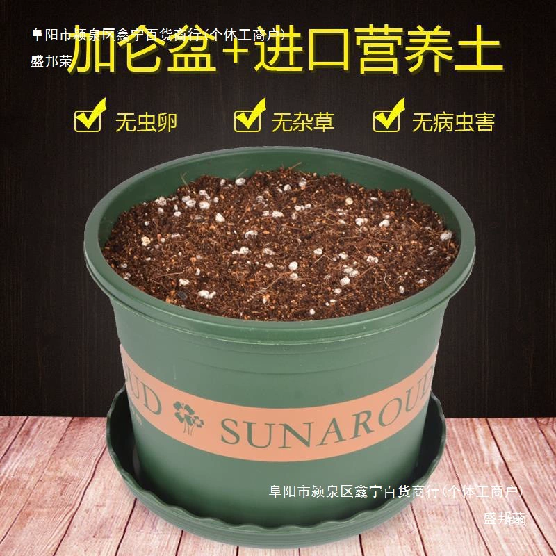 Цветочный горшок с почвой и питательной почвой, пластиковый маленький галлонный пухлый горшок для посадки, подсолнечник, суккулент, денежное дерево, грязь