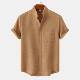 2025 Summer New Men's Wish Amazon AliExpress Hot Supply Short Sleeve Solid Color Cotton Linen Men's Shirt