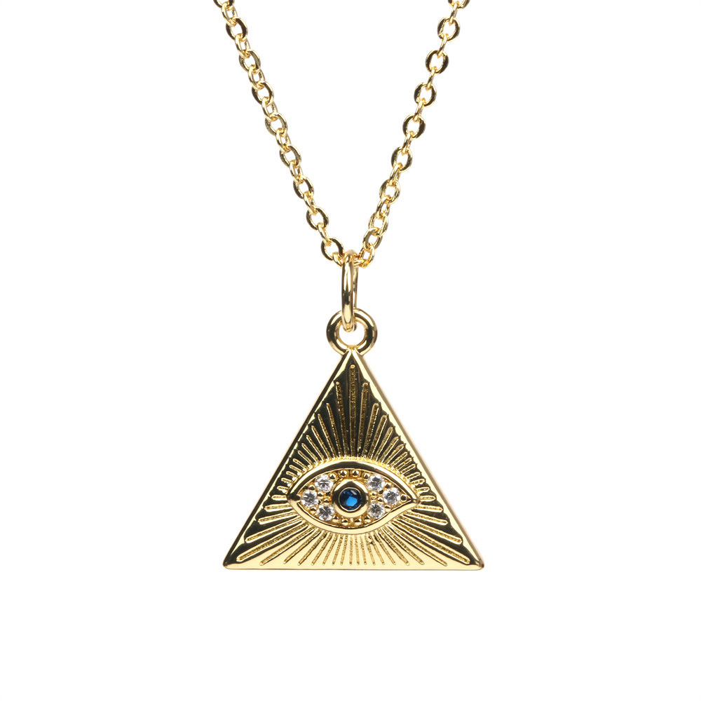 devilu0027s eye blue eye pendant copper inlaid zircon gold-plated necklace