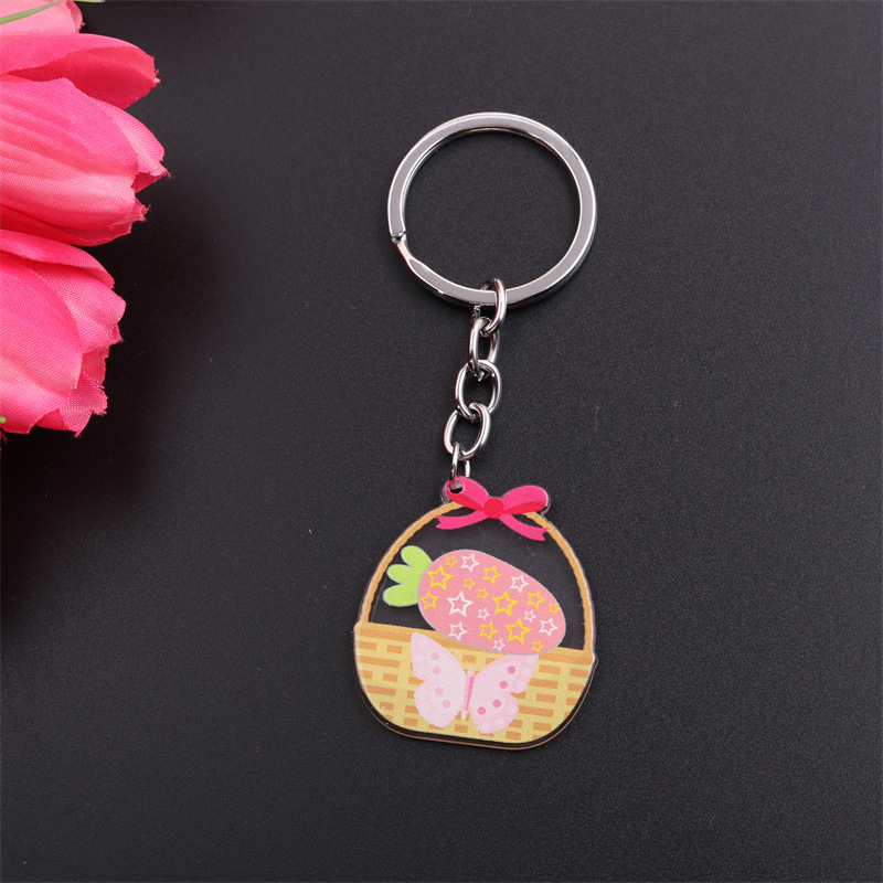 Cartoon Style Cute Animal Egg Stainless Steel Printing Easter Bag Pendant Keychain display picture 10