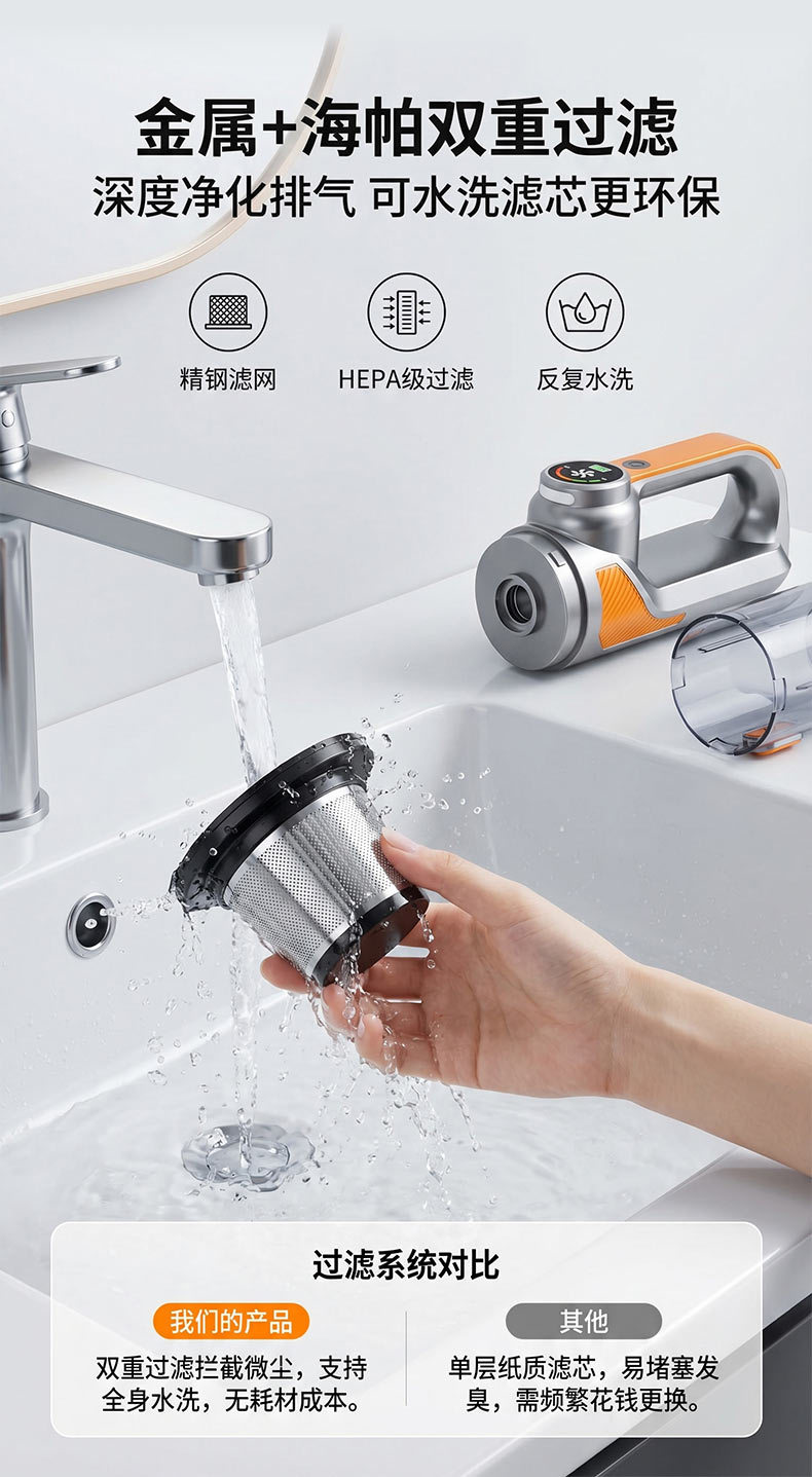 2026 New Model Car Vacuum Cleaner with Super Powerful Suction, Handheld Small Wireless Vacuum Cleaner for Car and Home Use