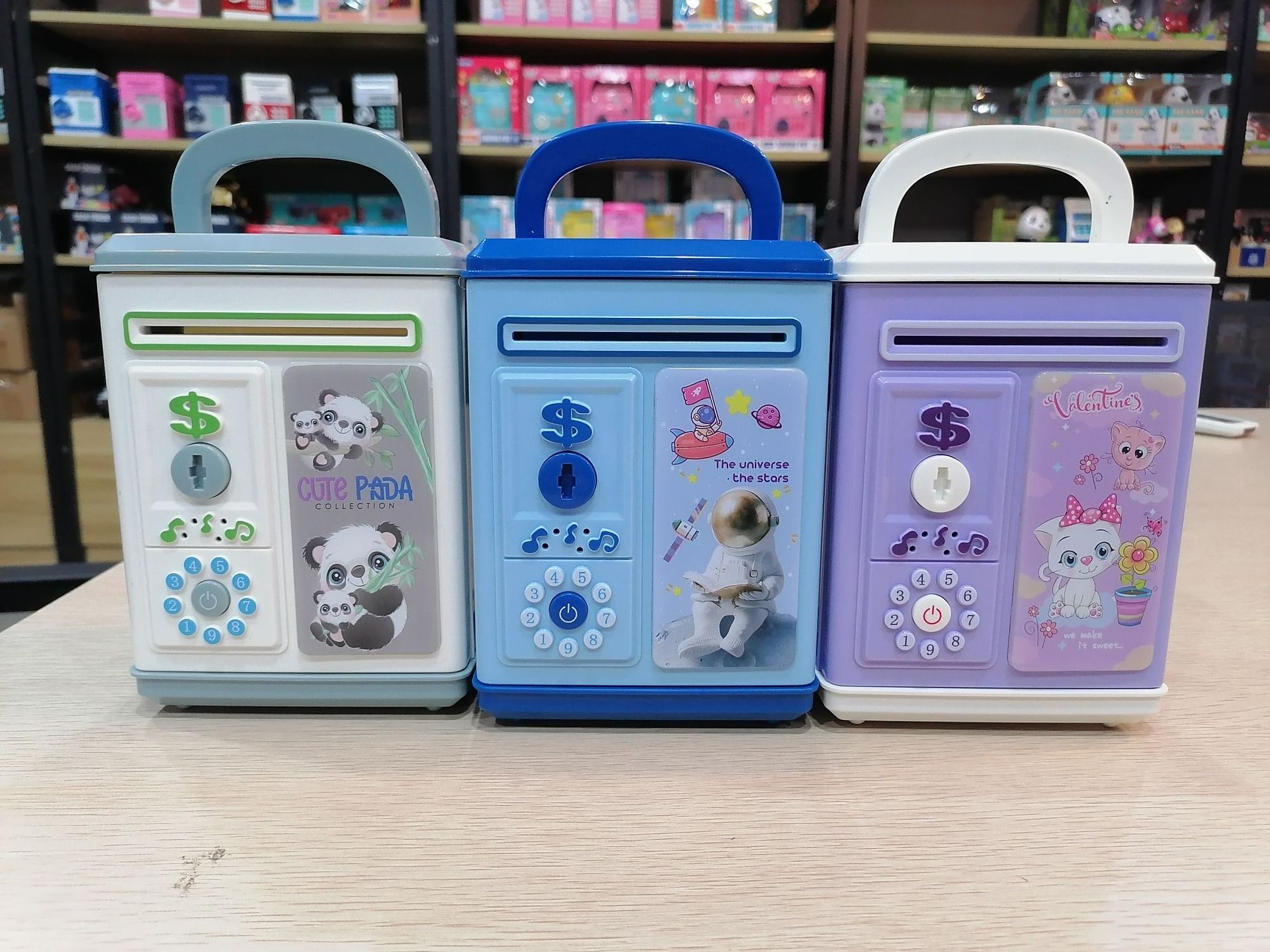 6887B clave hucha-entrada automática de dinero (azul, blanco, púrpura)