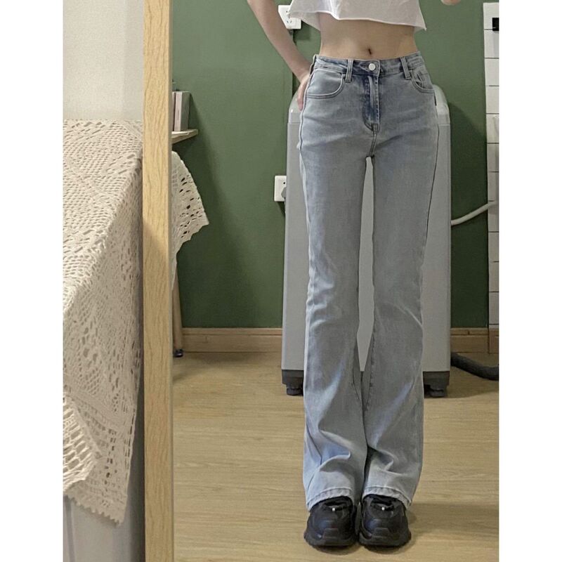 2022 Spring and Autumn New flared jeans women's high waist slim fit high slimming stretch straight skinny pants fashion