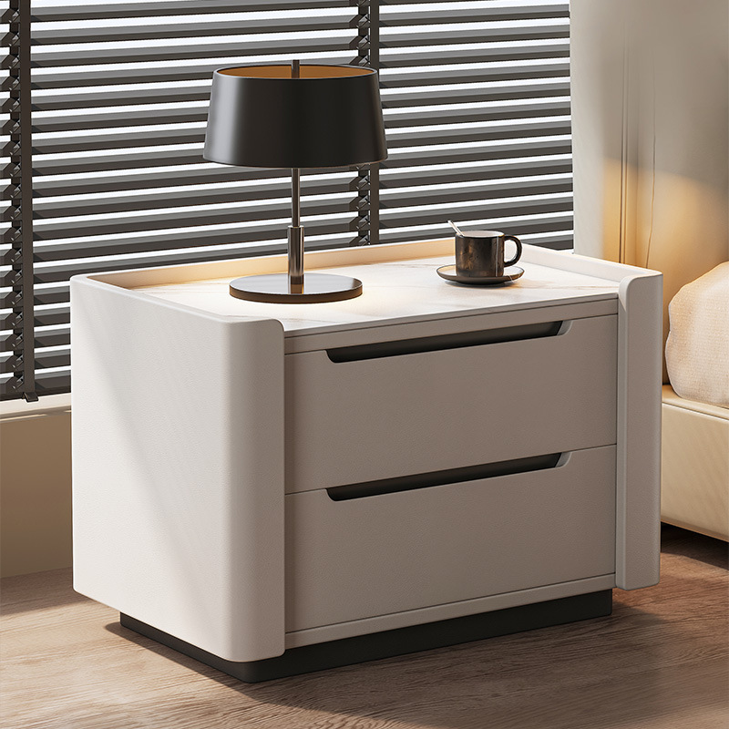 Mesita de noche, lujo ligero, alta gama, simple, moderno, armario de borde de cama, armario de almacenamiento de borde de cama de madera maciza para dormitorio