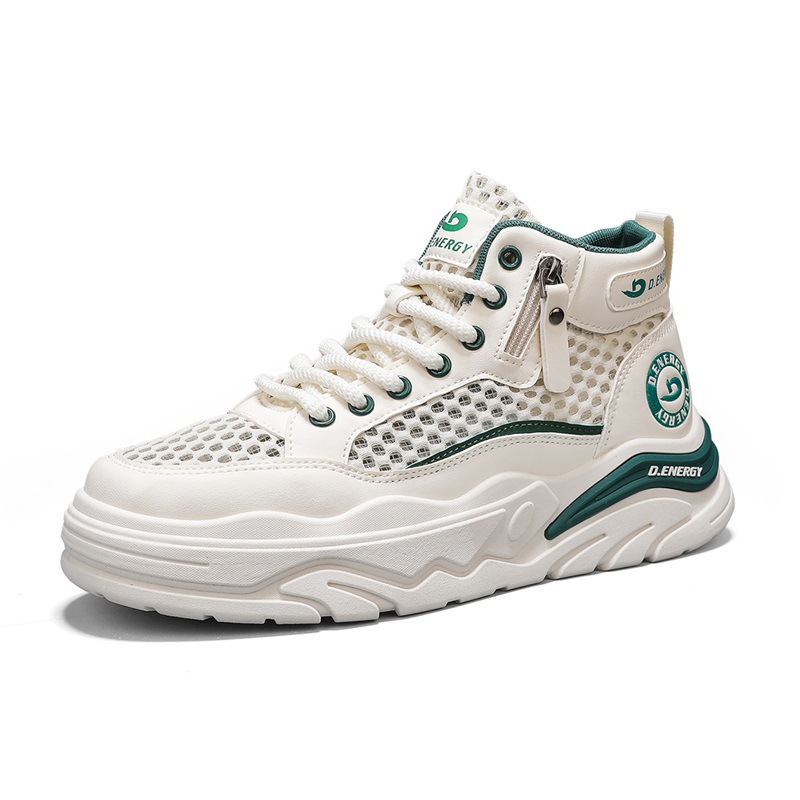 Tejido de malla personalizado primavera y verano nuevos zapatos casuales de moda de tacones planos versátiles diarios cómodos zapatos blancos transpirables para hombres