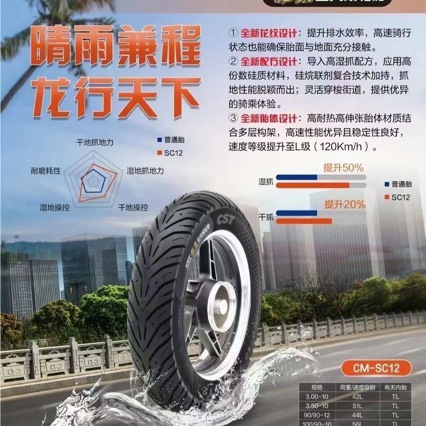 Zhengxin Longwang Plus Eight-Layer Semi-Heat-Resistant Motorcycle Tire No. 9 Electric Vehicle Vacuum Anti-Slip Tire Without Packaging