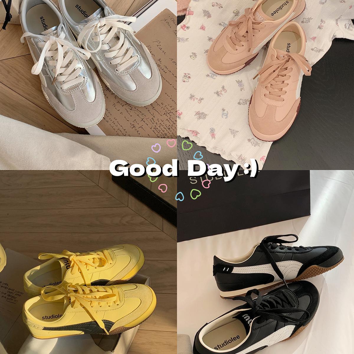 Versión de piel de vaca de la uva de la madre de altura de cuero genuino de color Miu correa de suela gruesa de zapatos de entrenamiento de mujer zapatos deportivos casuales