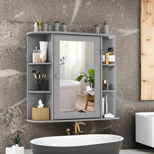 Modern Minimalist Wall-Mounted Mirror Cabinet with Mirror Design + Multiple Storage Compartments Bathroom Storage Cabinet Modern Minimalist Wall-Mounted Mirror Cabinet with Mirror Design + Multiple Storage Compartments Bathroom Storage Cabinet