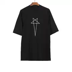 Invisibleivm Independent Dark Print Ro Five-Pointed Star Loose Casual T-Shirt Short Sleeves for Men and Women