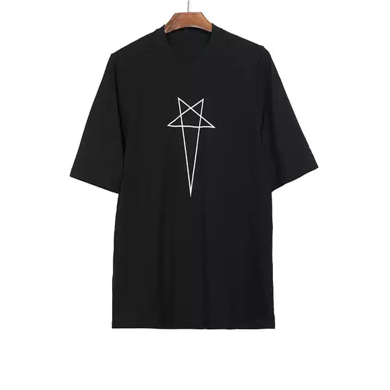 Invisibleivm Independent Dark Print Ro Five-Pointed Star Loose Casual T-Shirt Short Sleeves for Men and Women