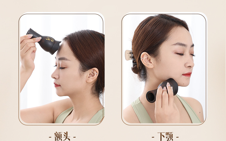 Moxibustion Jar Facial Tao Hua Jiu Bian Stone Face Gua Sha Massage Tool with Acupoint Chart for Spa Beauty Care in use