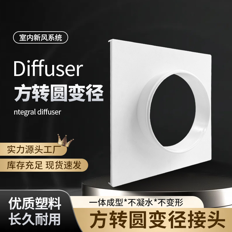 塑胶ABS方变圆新风出风口接头风管方转圆口风机油烟净化器方圆罩