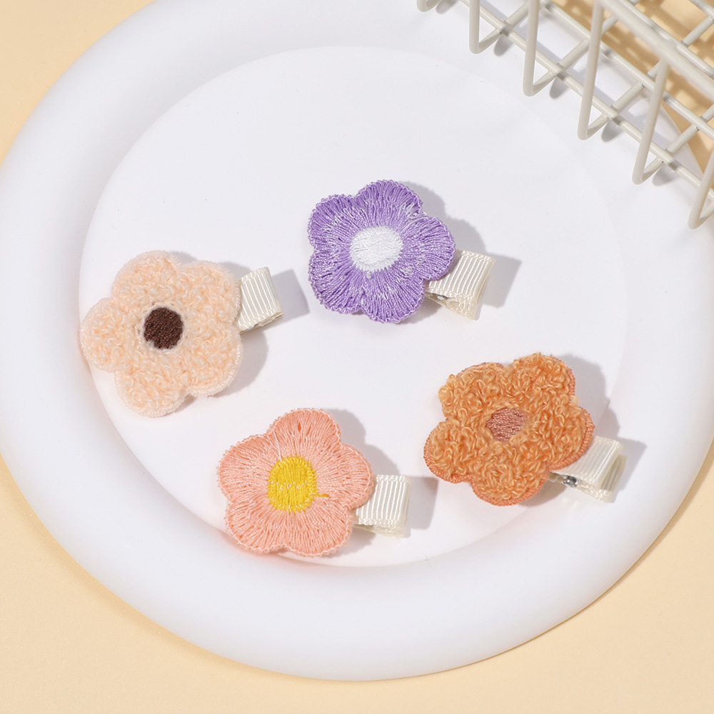 Foreign trade new children's hairpin European and American cute baby five-petal flower side clip girl's flower does not hurt hair full bag hairpin_voghion.com