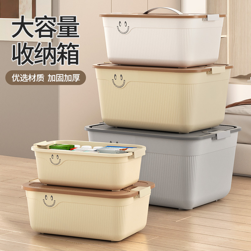 手持ちの蓋付き収納ケース家庭用衣類整理箱スナック雑物収納ケース子供用玩具整理収納ボックス|undefined
