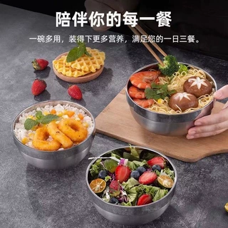 食品级304不锈钢成人家用饭碗食堂双层防烫泡面儿童隔热碗