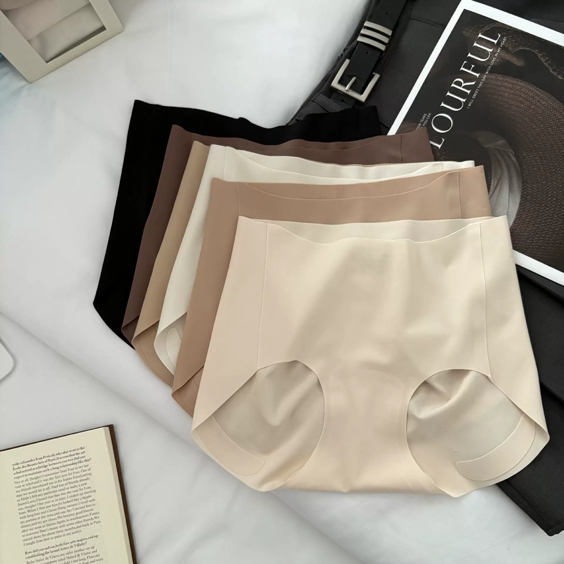 力推新6533防夹臀3D立体蜜桃臀无痕防走光粉底液冰丝女士中腰内裤