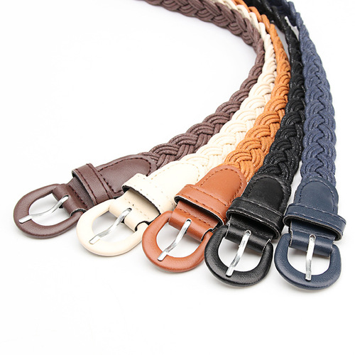 New retro Mori girl twist braided wax rope pin buckle women's belt casual versatile Korean style dress decorative belt