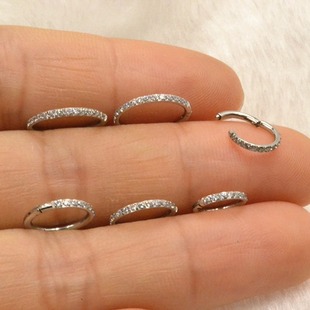 316L medical steel micro-inlaid zircon thin rod nose nail nose ring closed ring ear bone nail ear nail puncture jewelry in stock