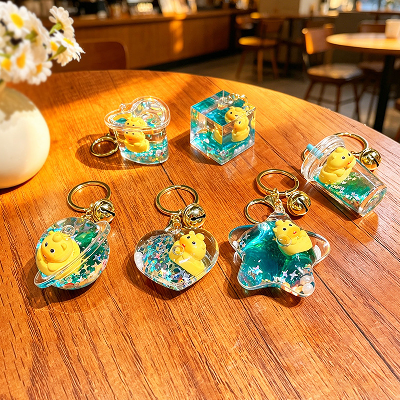 Cartoon Liquid Sand Capybara Keychain Wholesale Backpack Pendant Floating Liquid Small Gift Backpack Decoration Cartoon Liquid Sand Capybara Keychain Wholesale Backpack Pendant Floating Liquid Small Gift Backpack Decoration
