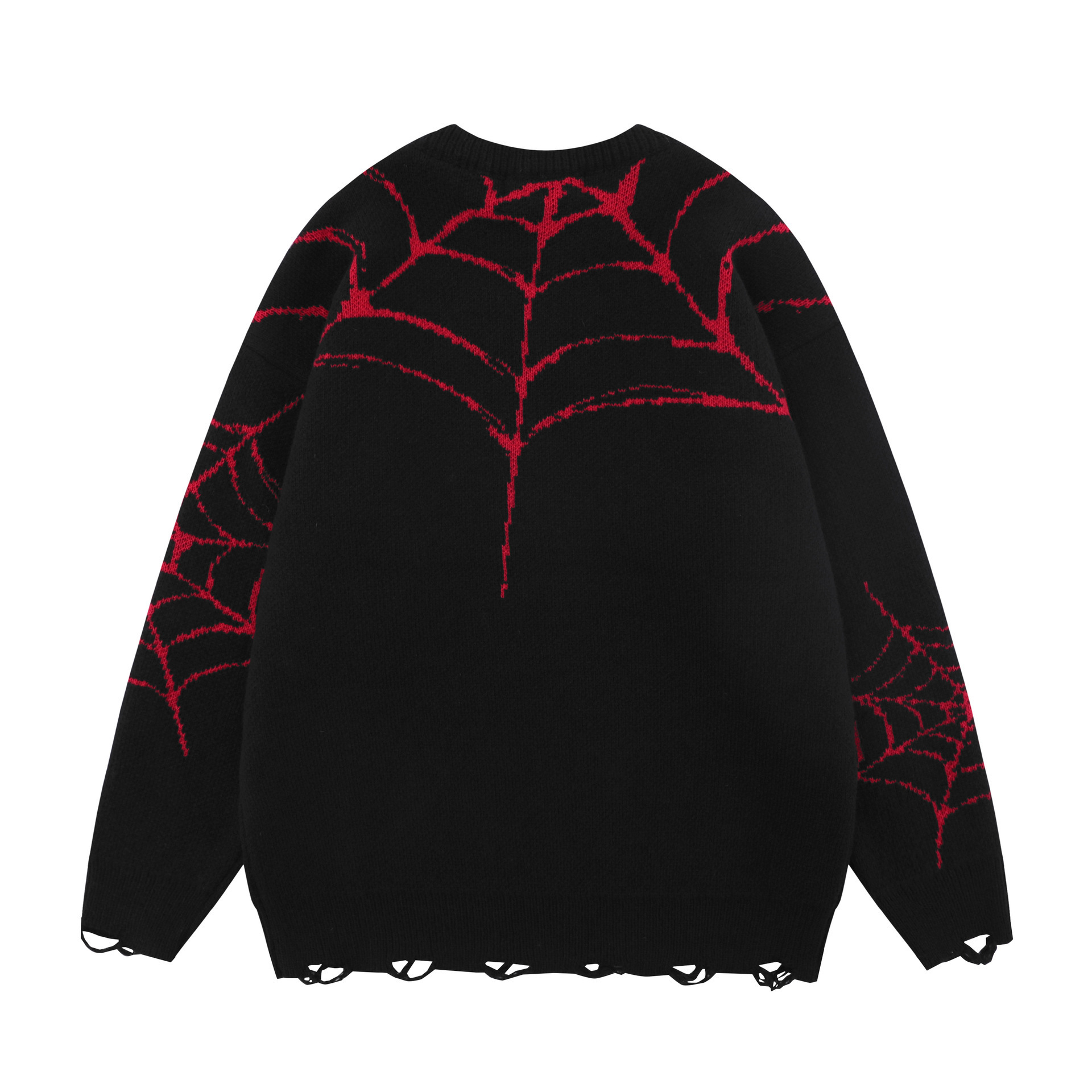 Men's Clothing street trend spider jacquard dark ins retro loose pullover knitted sweater_voghion.com