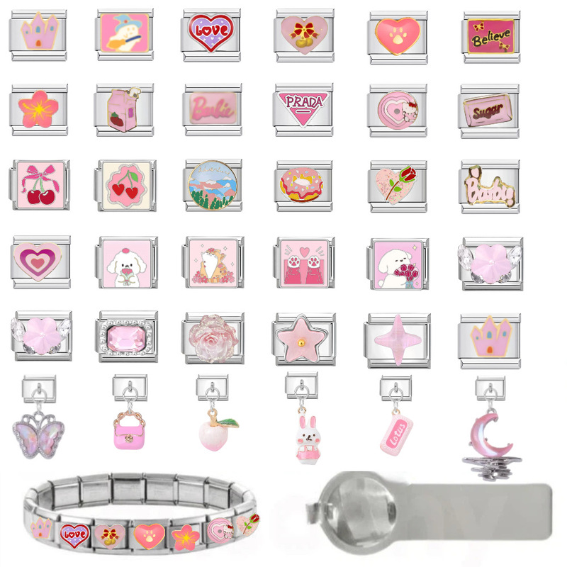 Module Bracelet DIY Watch Strap Pink Series Landscape Moonstone Bracelet Pendant Niche DIY European and American Jewelry Accessories