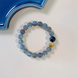 Crystal Bracelet Natural Grey Moonstone Lavolite Niche Design Advanced Sense Gold Tiger Eye Stone Blue Tiger Eye Bracelet