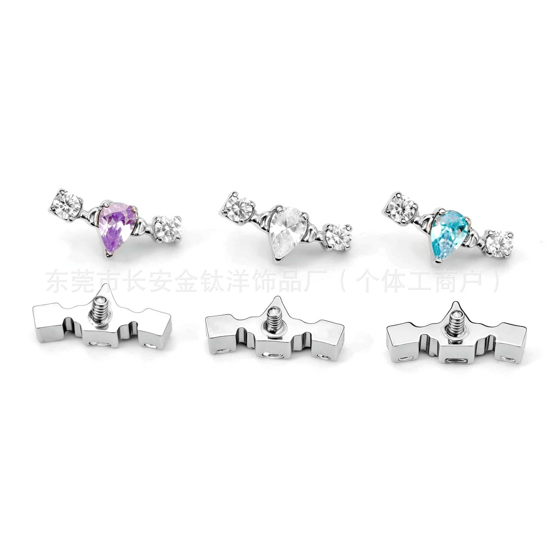F136 Titanium Straight Drainage Drop 5A Zircon Earring Ear Bone Nail Cochlear Nail G23 Titanium Alloy Body Piercing Jewelry detail image 9