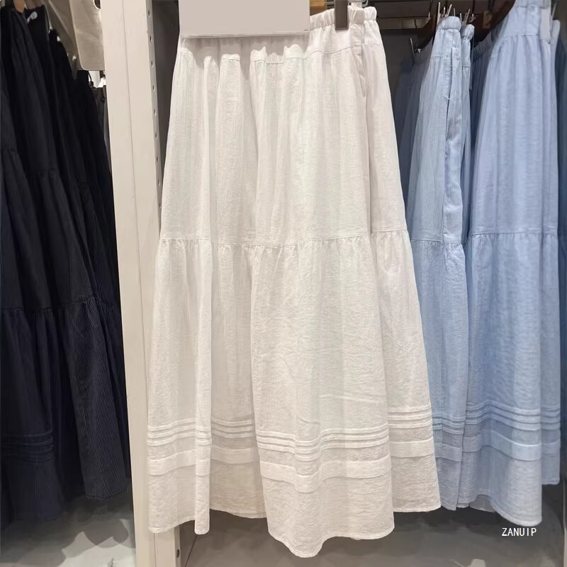 26 New Spring and Summer Women's Layered Floral Long Skirt Striped A-Line Skirt 484820 484822 484821
