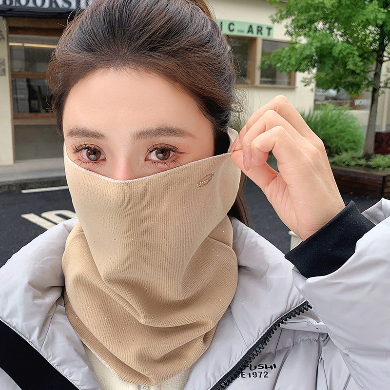 新款挂耳护颈面罩女秋冬季保暖防风围巾面罩一体骑车防寒针织护脖|undefined
