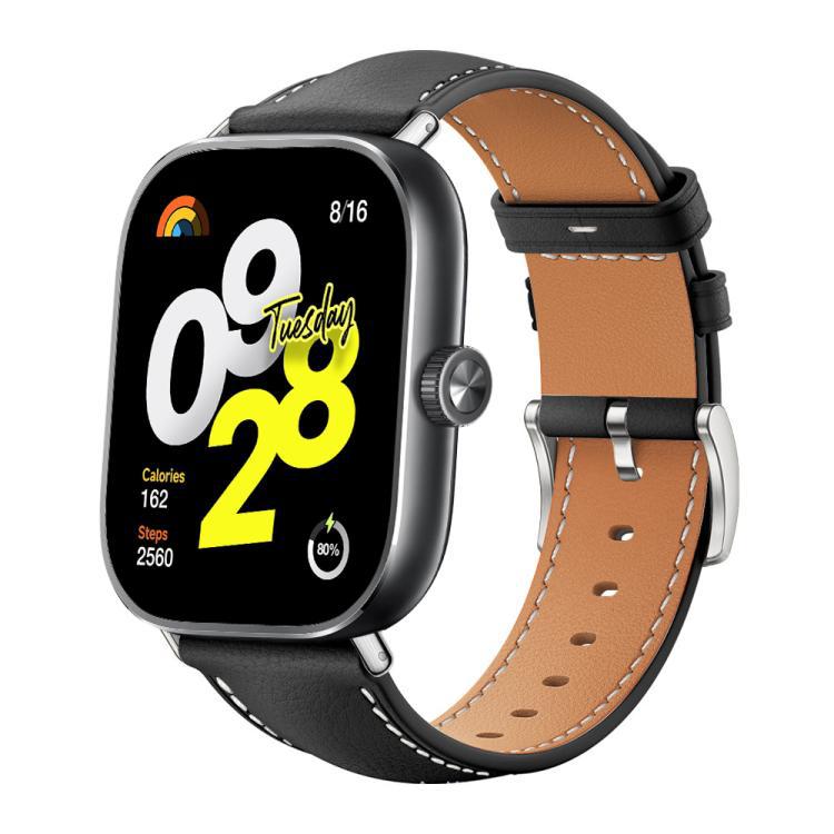 xDfind correa de piel de tiburón negro con cabeza plana para Redmi Watch 3 20mm / Redmi Watch 3 Active / Lit