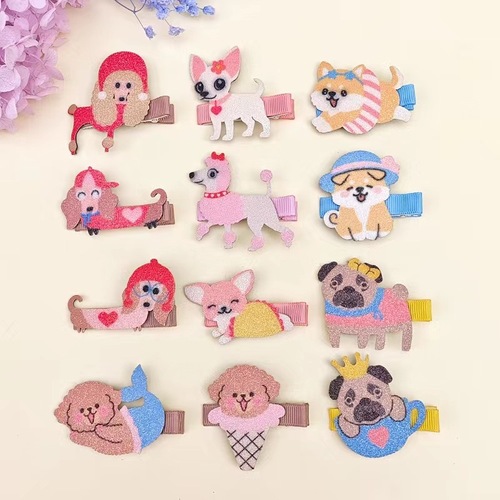Summer cute cartoon pet dog hair clip 20405 super cute animal parent-child hair accessories holiday style baby side clip