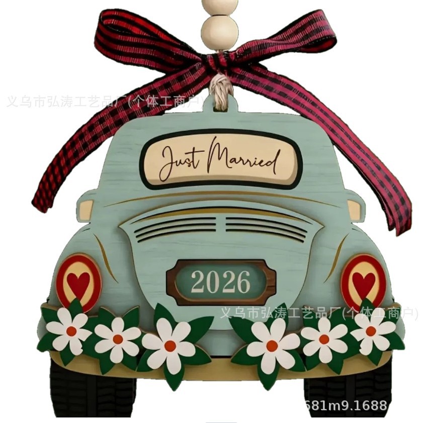 Decoración colgante 2026 nuevo mejor regalo de mudanza decoración de madera decoración para el hogar decoración del árbol de Navidad rojo