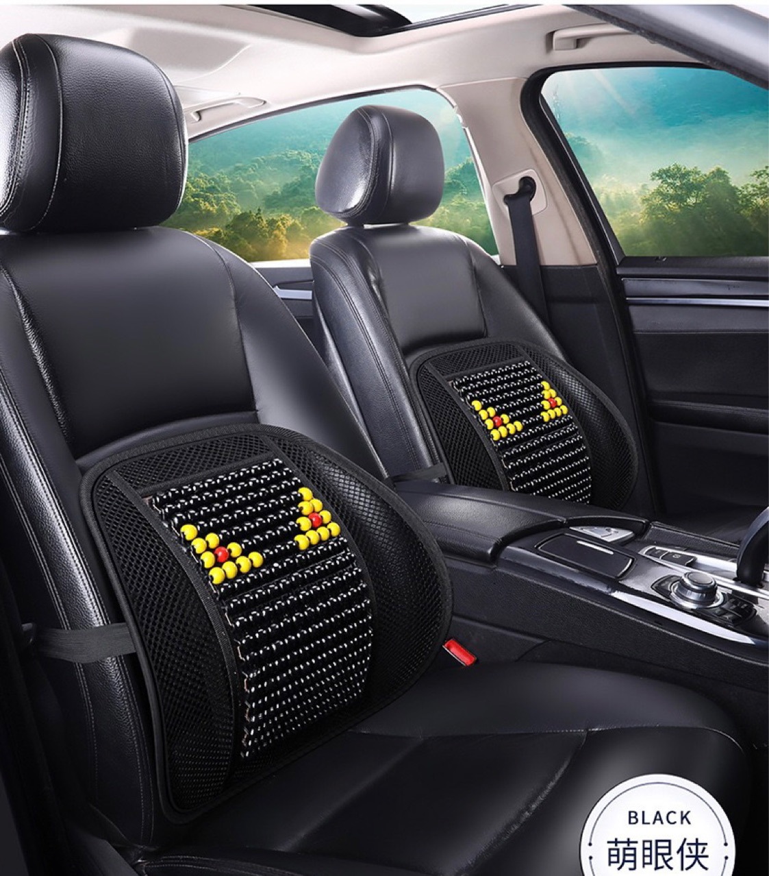 Summer Mesh Breathable Wooden Beads Steel Wire Lumbar Support Ventilated Massage Lumbar Cushion Office Seat Back Cushion Lumbar Cushion