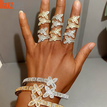 外贸速卖通微镶开口蝴蝶戒指锆石指环女士欧美时尚小众款一件代发