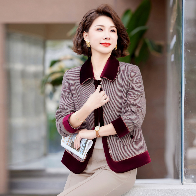 妈妈装春秋季2025外套女中老年新款春秋装翻领宽松洋气上衣外套|undefined