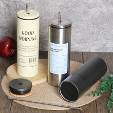 新款高颜值冰美式咖啡杯大容量带吸管杯真空304不锈钢精美礼品杯