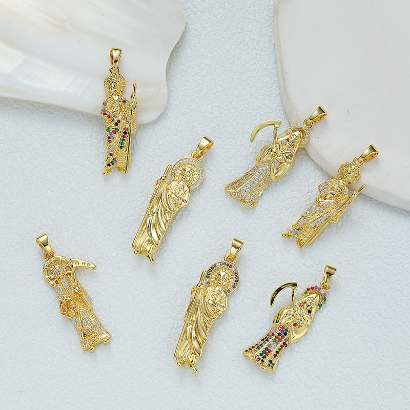 铜微镶锆石彩色款吊坠女士项链吊坠欧美风格时尚挂坠配件现货批发