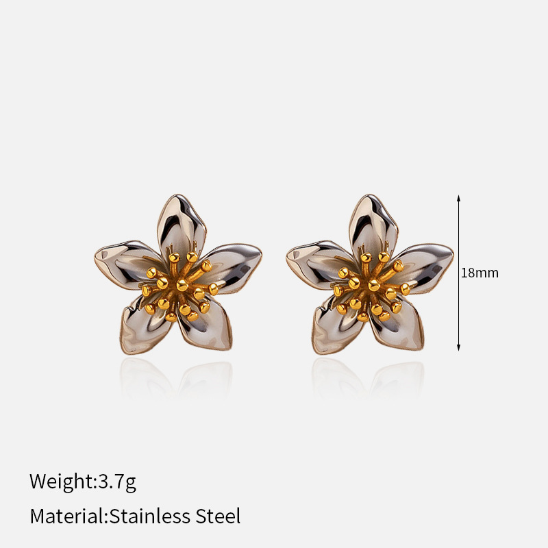 304 Stainless Steel Ear Needle Material 1 Pair Elegant Modern Style Classic Style Heart Shape Flower Mixed Metal 304 Stainless Steel Drop Earrings Ear Studs