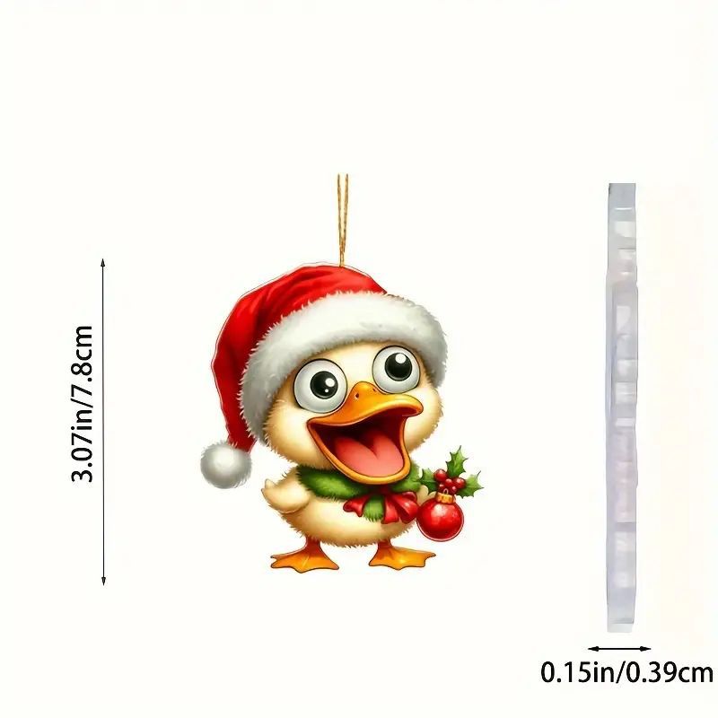 Navidad nuevo sombrero de Navidad pato colgante acrílico plano transfronterizo coche colgante llavero colgante image 4