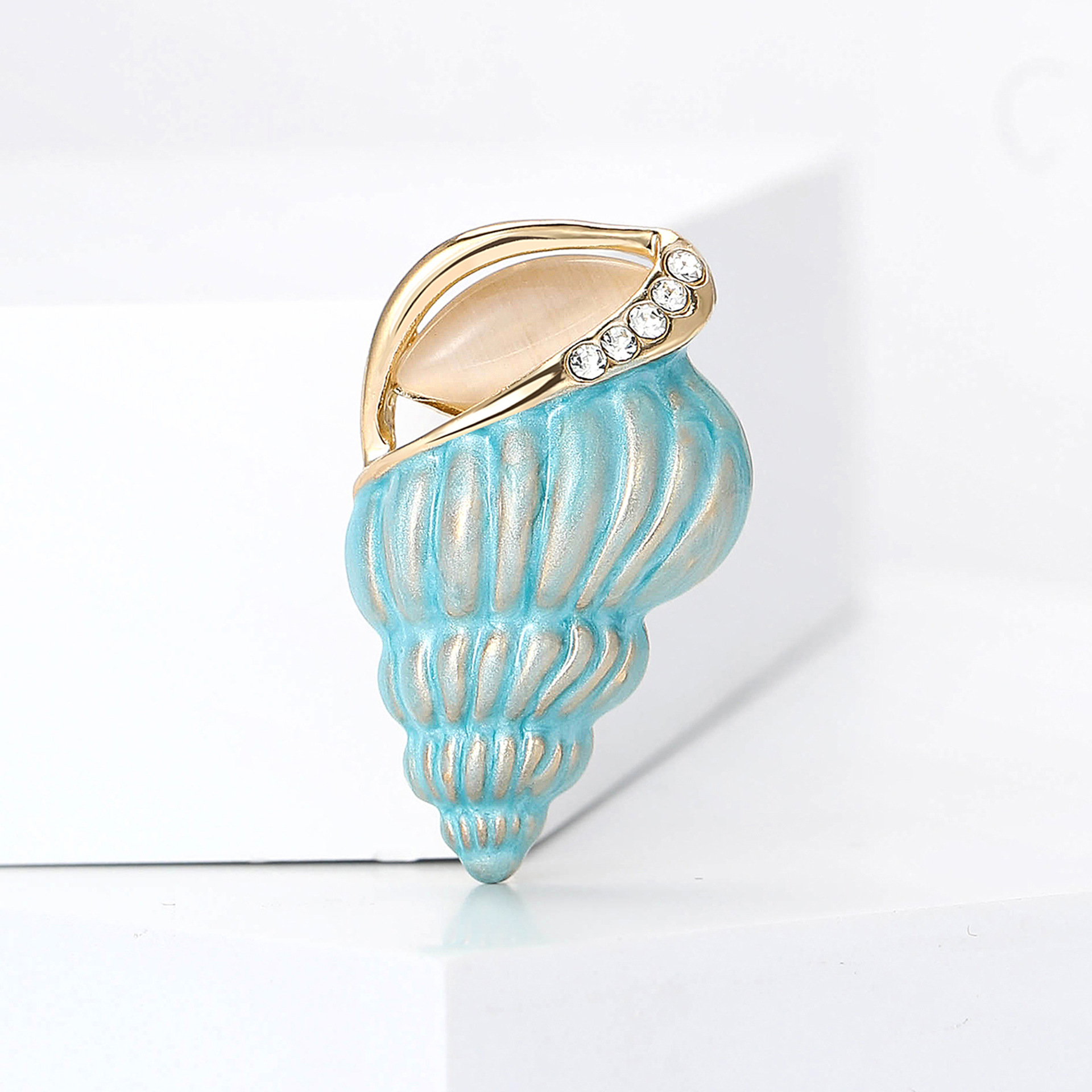 Cross-border New Creative Alloy Enamel Conch Brooch Exquisite Fashion Women's Suit Cardigan Corsage Jewelry Pin